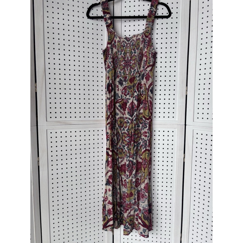 Natura Women's Lg Tank Smocked Sleeveless Dress Floral‎ Paisley Sundress